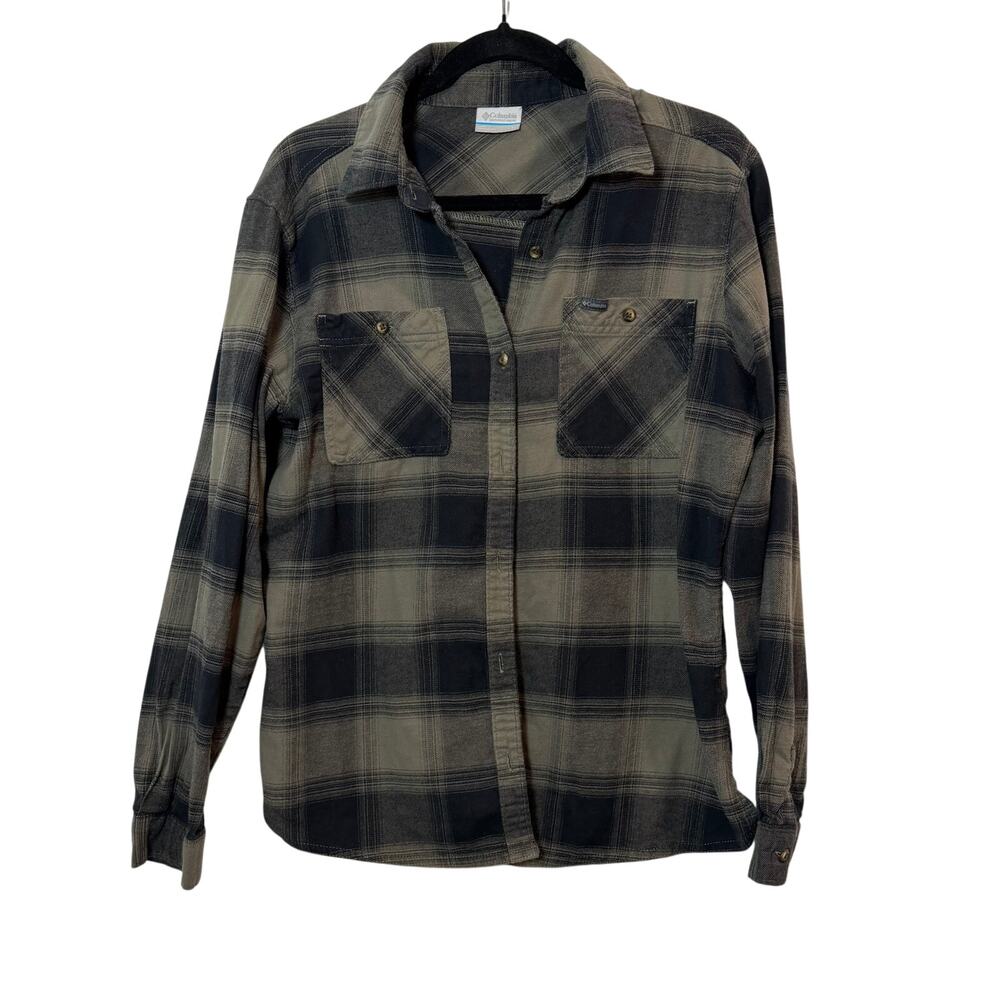 Columbia Womens Green & Black Button Up Flannel Size L